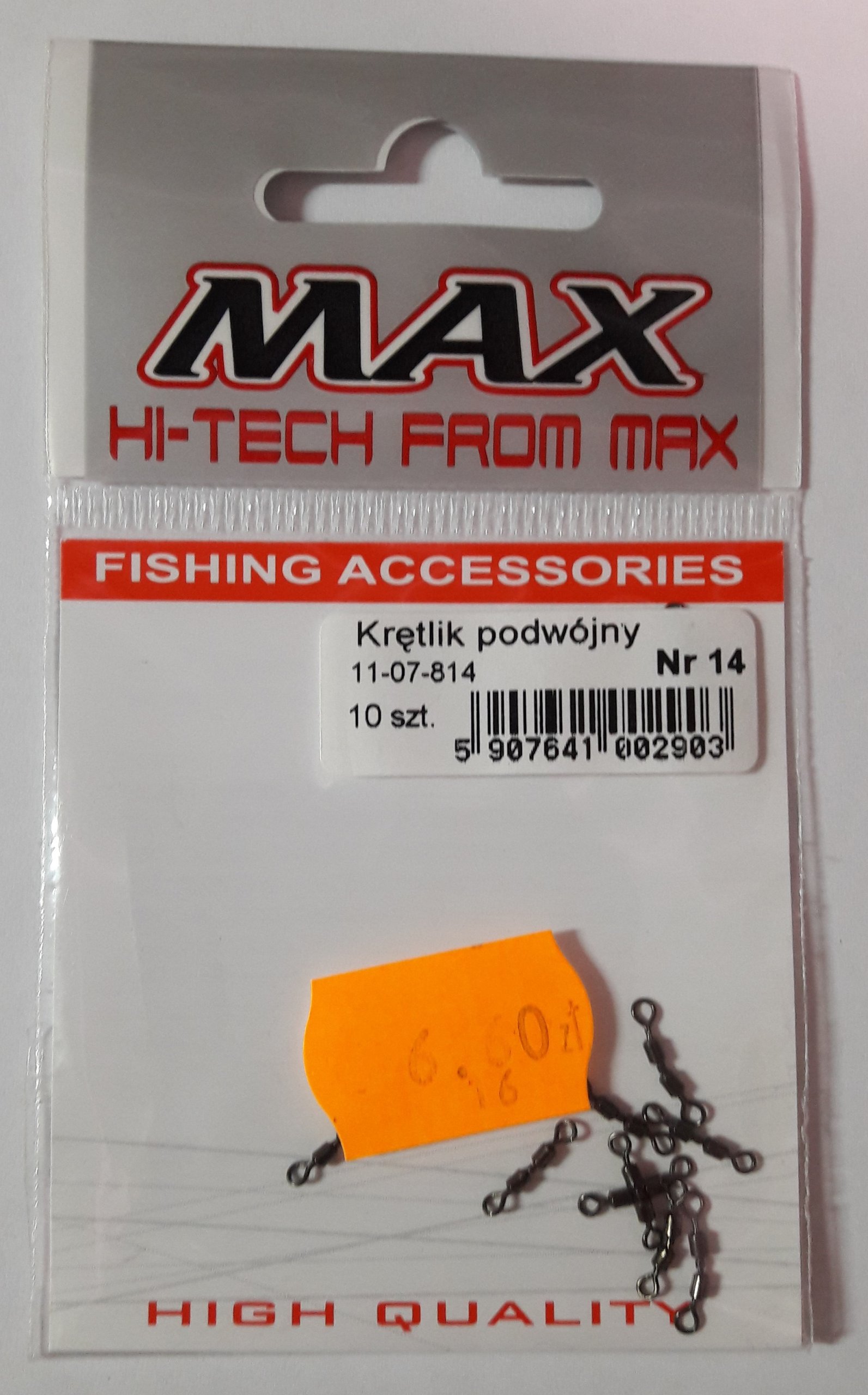 Krętlik podwójny–MAX FishingTeam–roz.14,kol.czarny