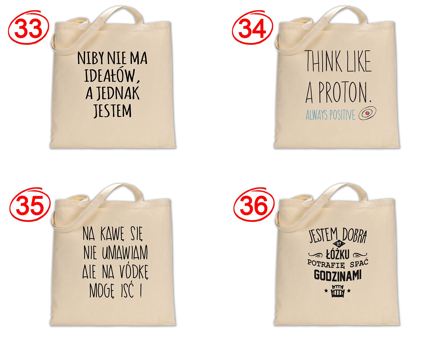 TORBA EKO TOREBKA Z NADRUKIEM NAPISEM WZORY Zapięcie brak zapięcia