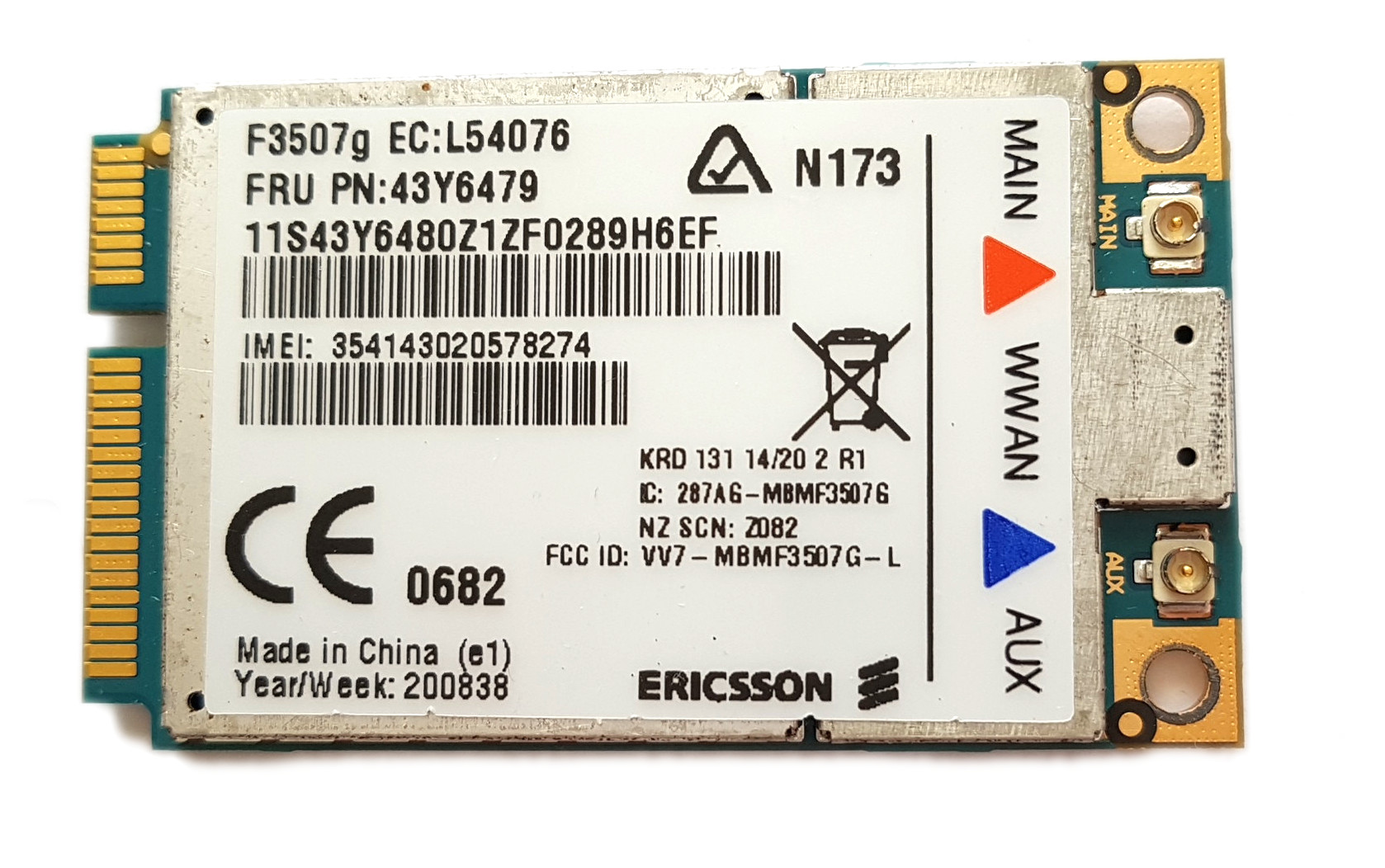 Modem WWAN ERICSSON F3507G NOSIMLOCK DO LENOVO
