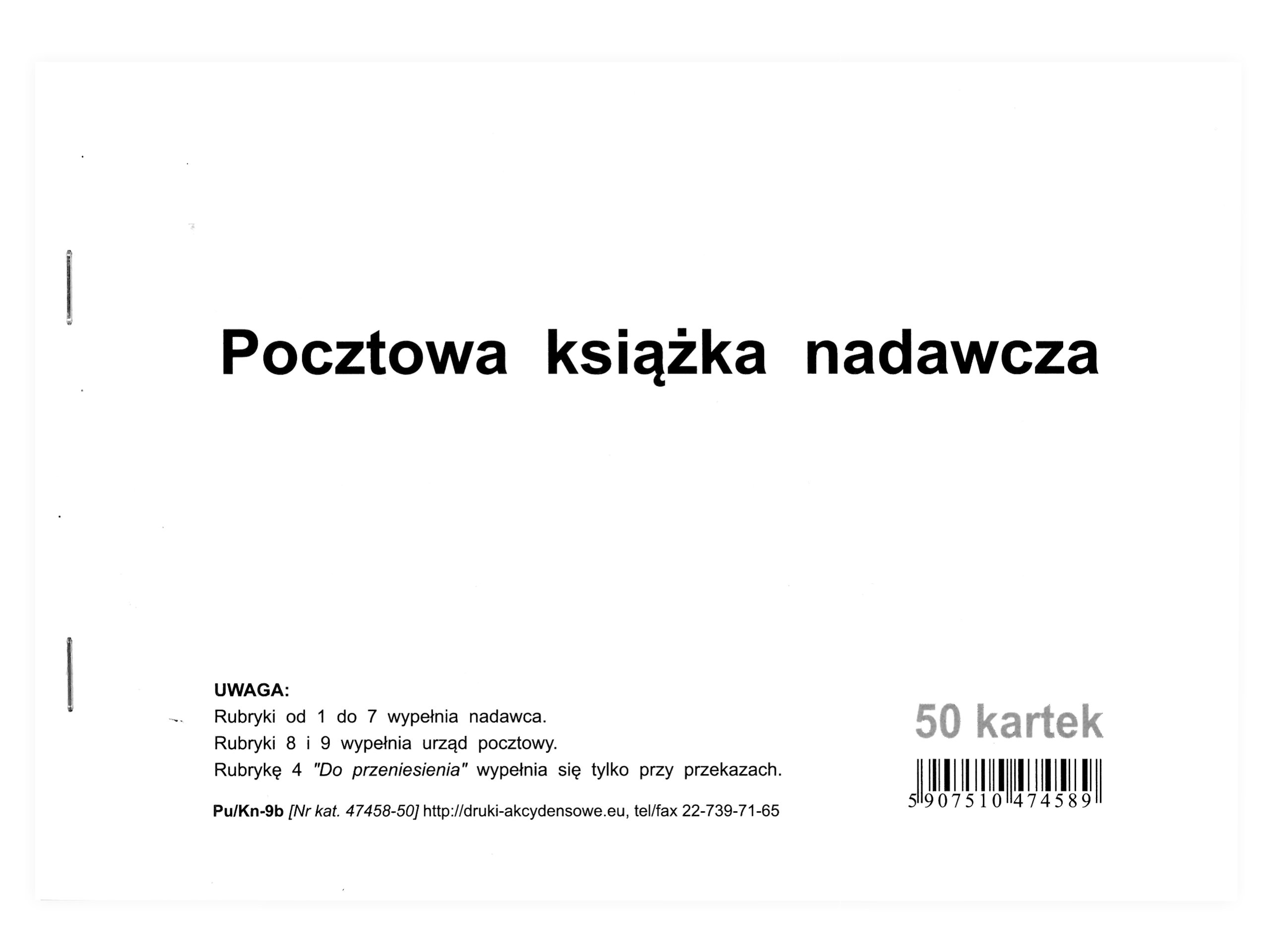 

Pocztowa książka nadawcza A5 50 kartek