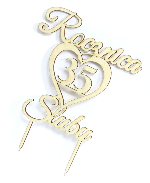 DEKOR TOPPER TOPER NA TORT Rocznica Ślubu KZ95 Kolor dominujący bezbarwny