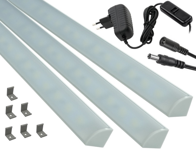 Oświetlenie LED podszafkowa listwa narożna 3x130cm