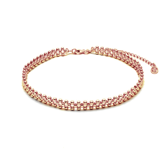 Choker ze stříbrných kuliček, růžové zlacení