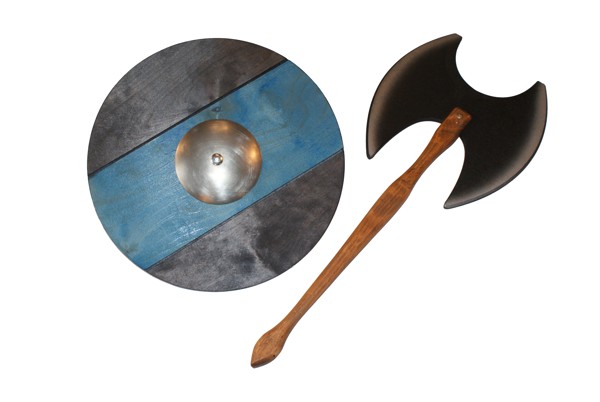 Набор щита рыцаря викинга круглый топор синий
