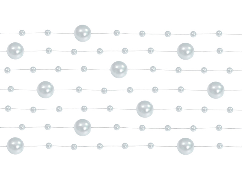GIRLANDA PERŁOWA Perełki na Ślub Srebrne 6,5m gp27