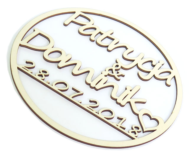 KOŁO o ŚREDNICY 74cm Z IMIONAMI NA WESELE VO88 Wysokość produktu 1 cm