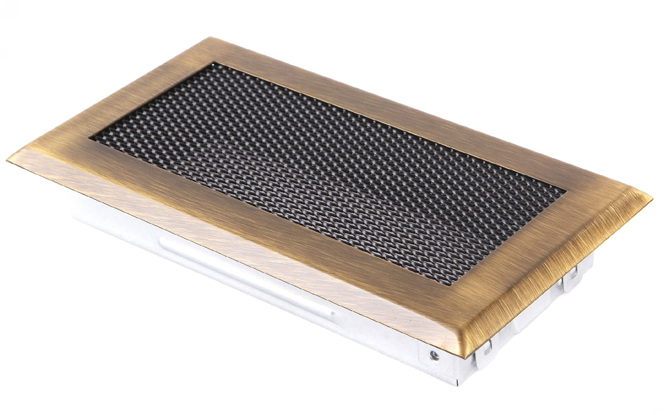 Větrací krbová mřížka 10x20 cm Mosaz Patina