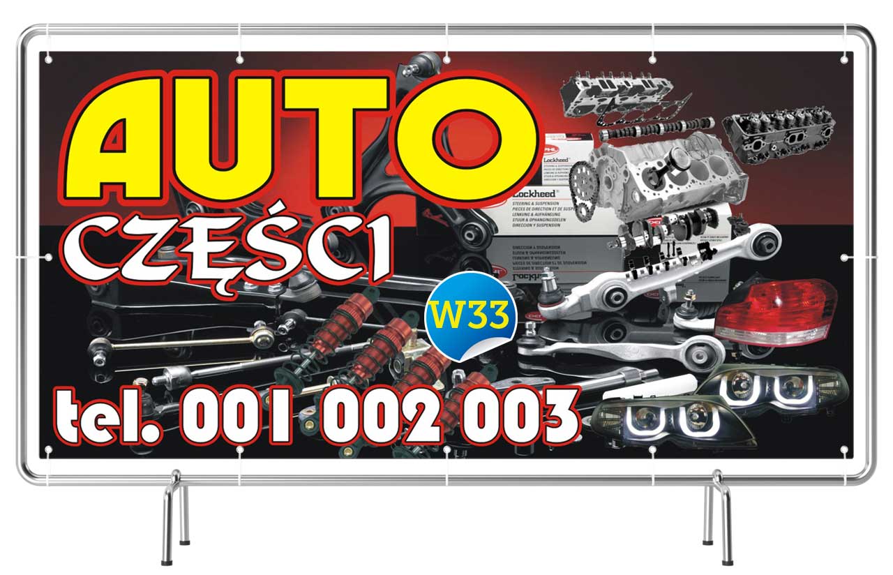 Solidny Baner reklamowy 3x1m Auto Czesci SZYLD