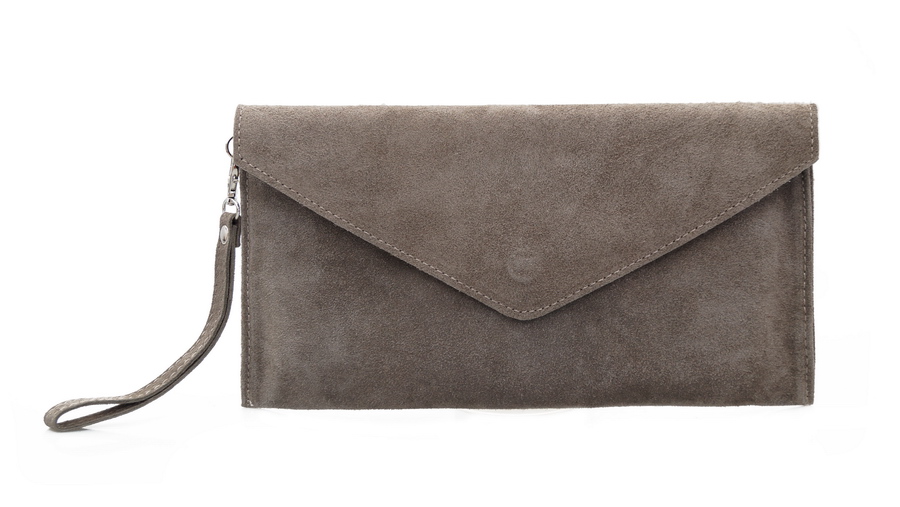 

Torebka Skórzana zamsz kopertówka V245 taupe