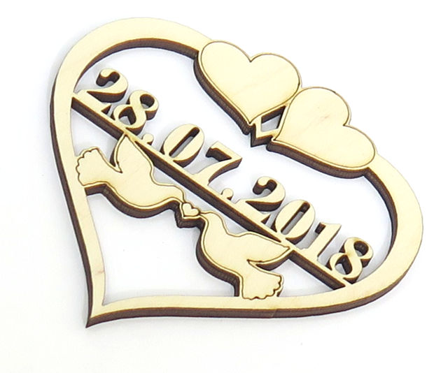 DECOUPAGE OZDOBA DATA W SERCU ŚLUB WESELE EV30 Marka Smart laser