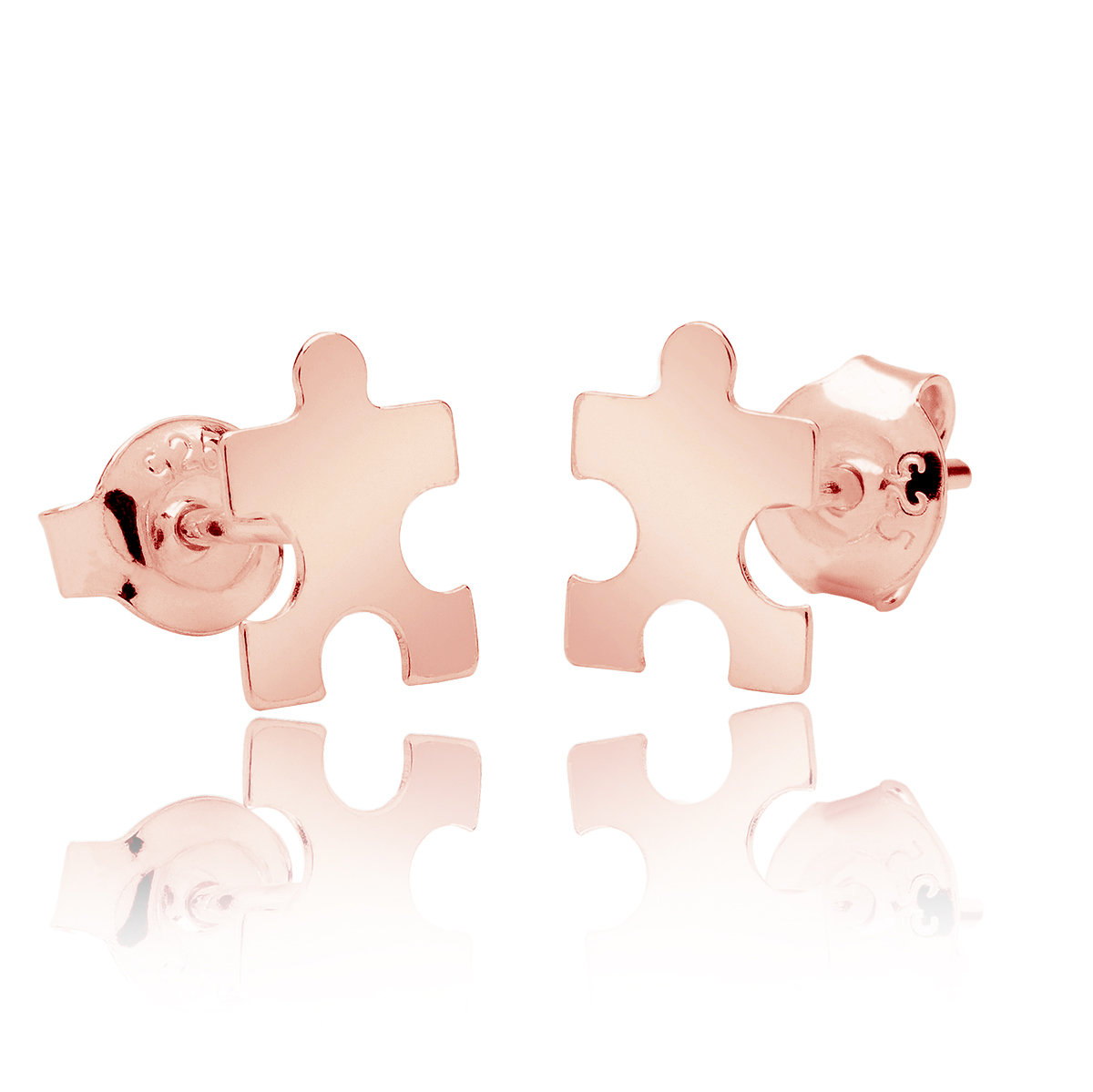 

Kolczyki puzzle sztyft złocenie różowe