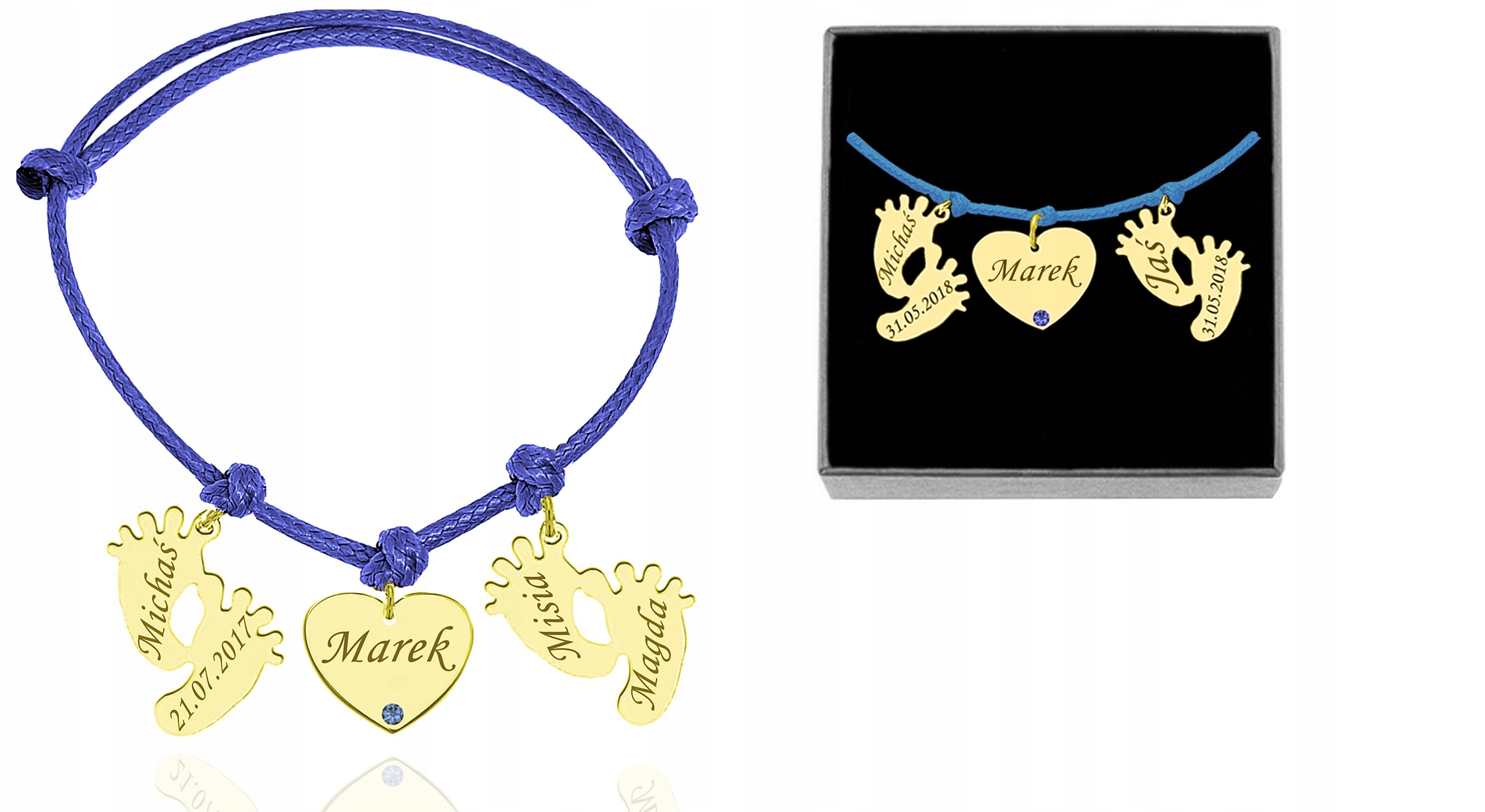 

Bransoletka 2 Stópki Serce Grawer Z Kr. Swarovski