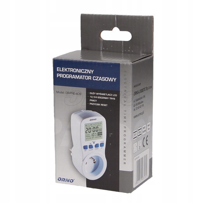 Elektroniczny programator czasowy ORNO OR-PRE-409 Kod producenta OR-PRE-409