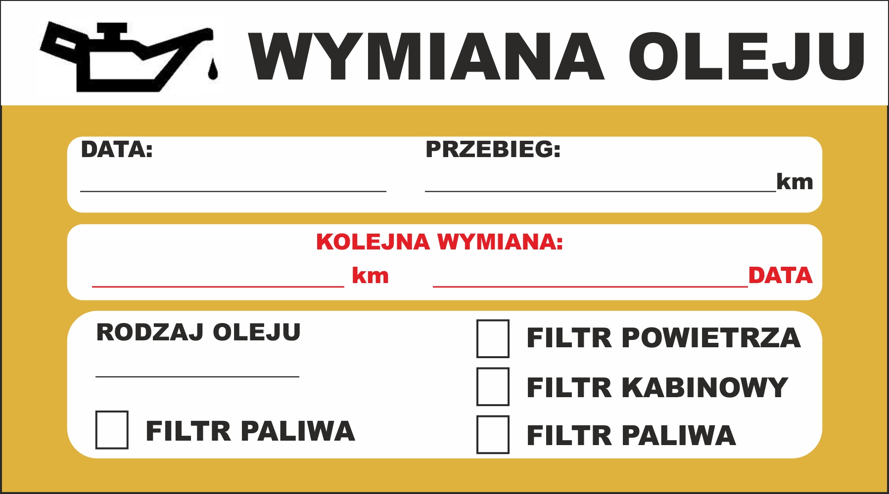 Naklejka SERWISOWA wymiana OLEJU ROZRZĄD KLIMA 2sz - 6371106639