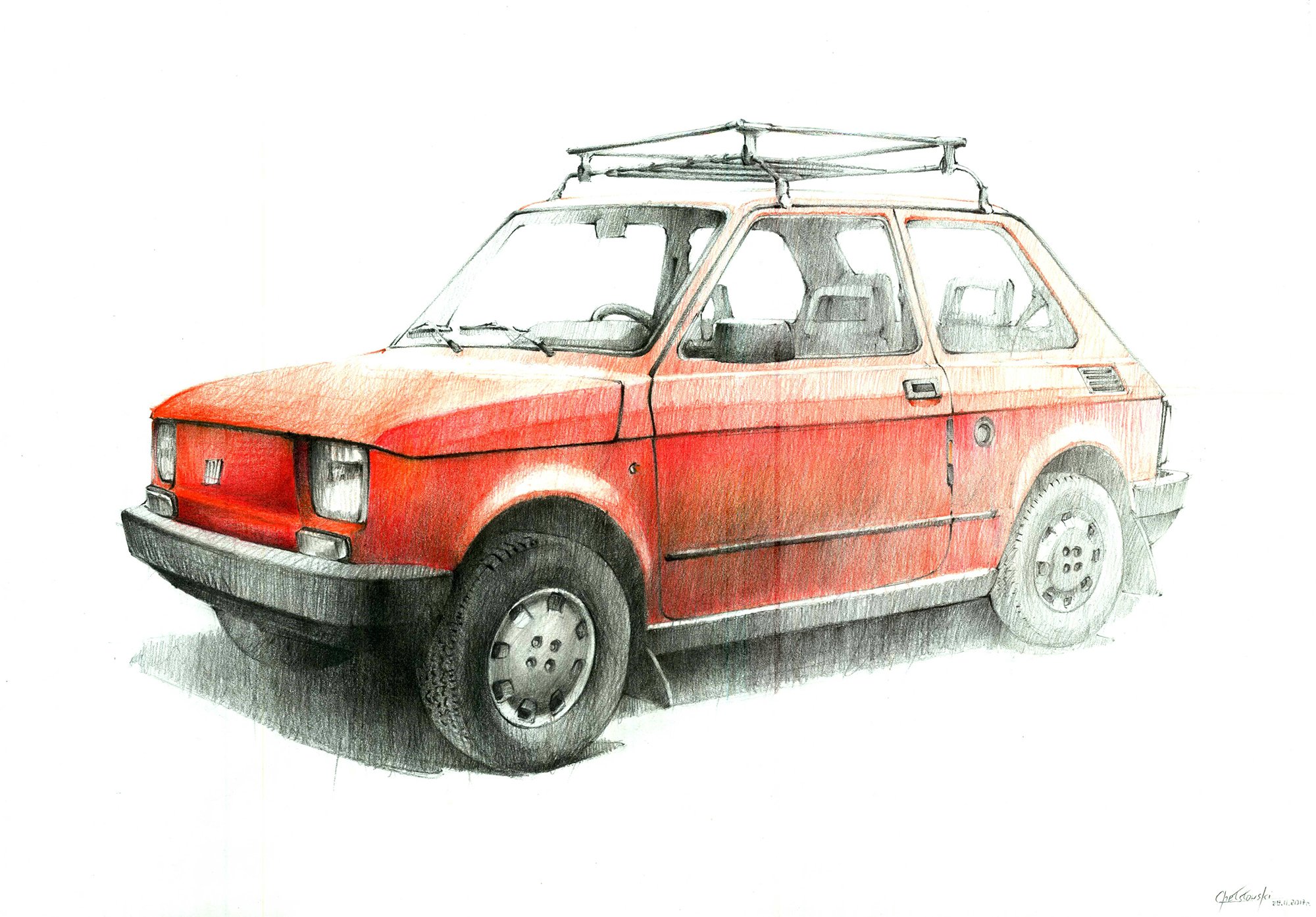 Rysunek samochód Fiat 126p maluch 7079062556 oficjalne