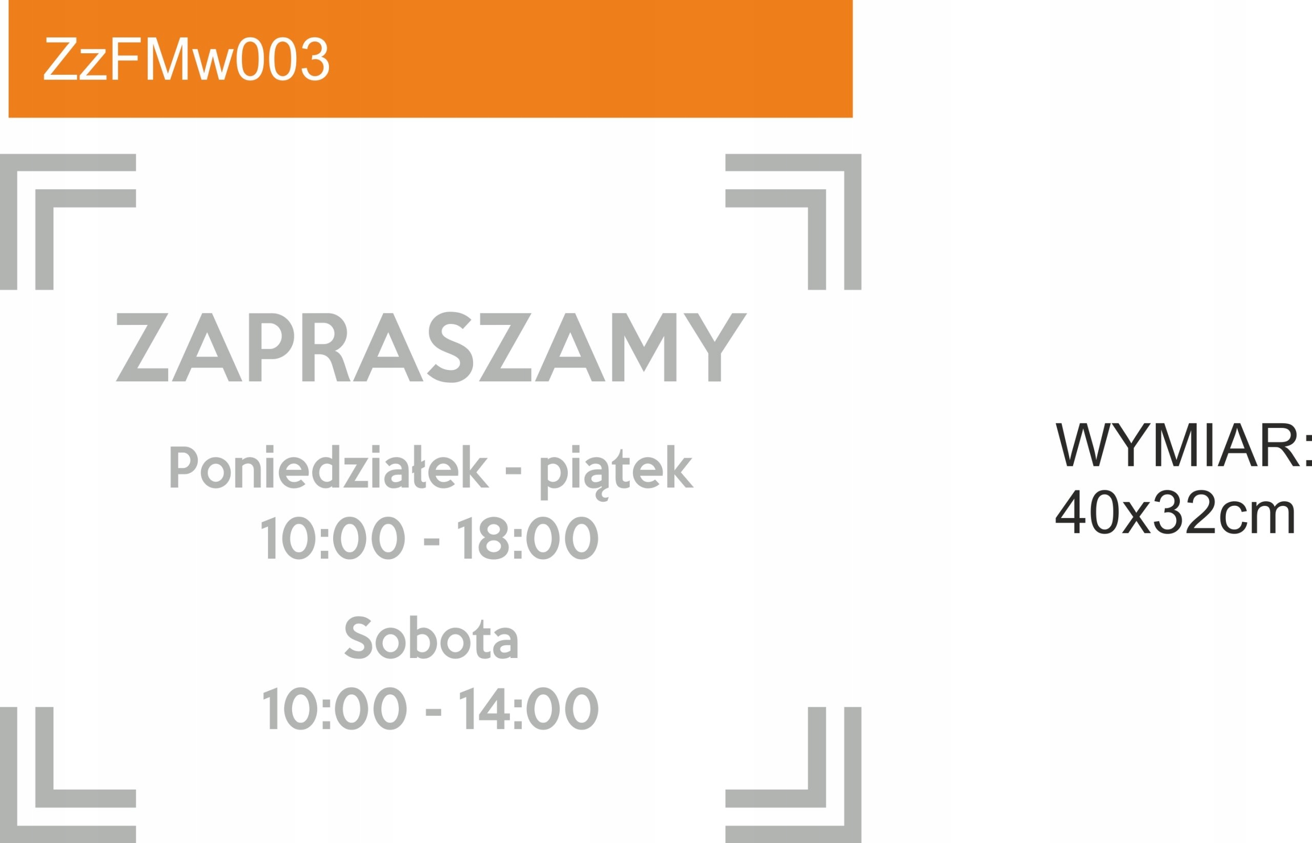 NAKLEJKA Z GODZINAMI OTWARCIA **SZRON** NA DRZWI 6729322009