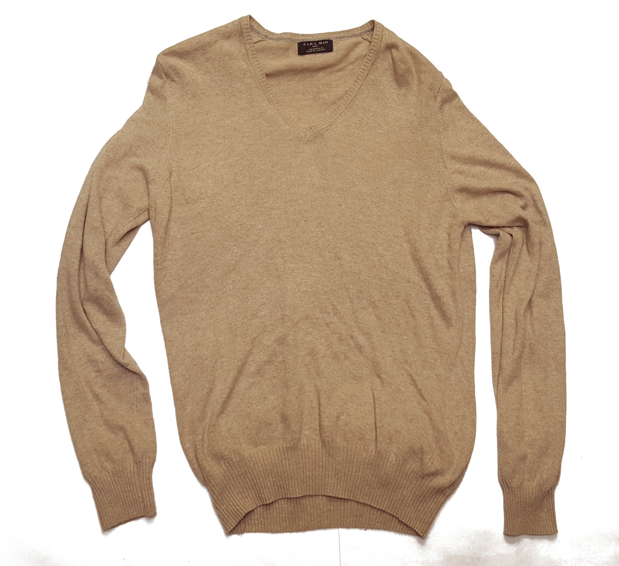 ZARA MAN BEŻOWY SWETER MĘSKI SEREK ROZMIAR M 7108250068 Sweter męski ZARA MAN v neck, w serek, rozmiar L, 40