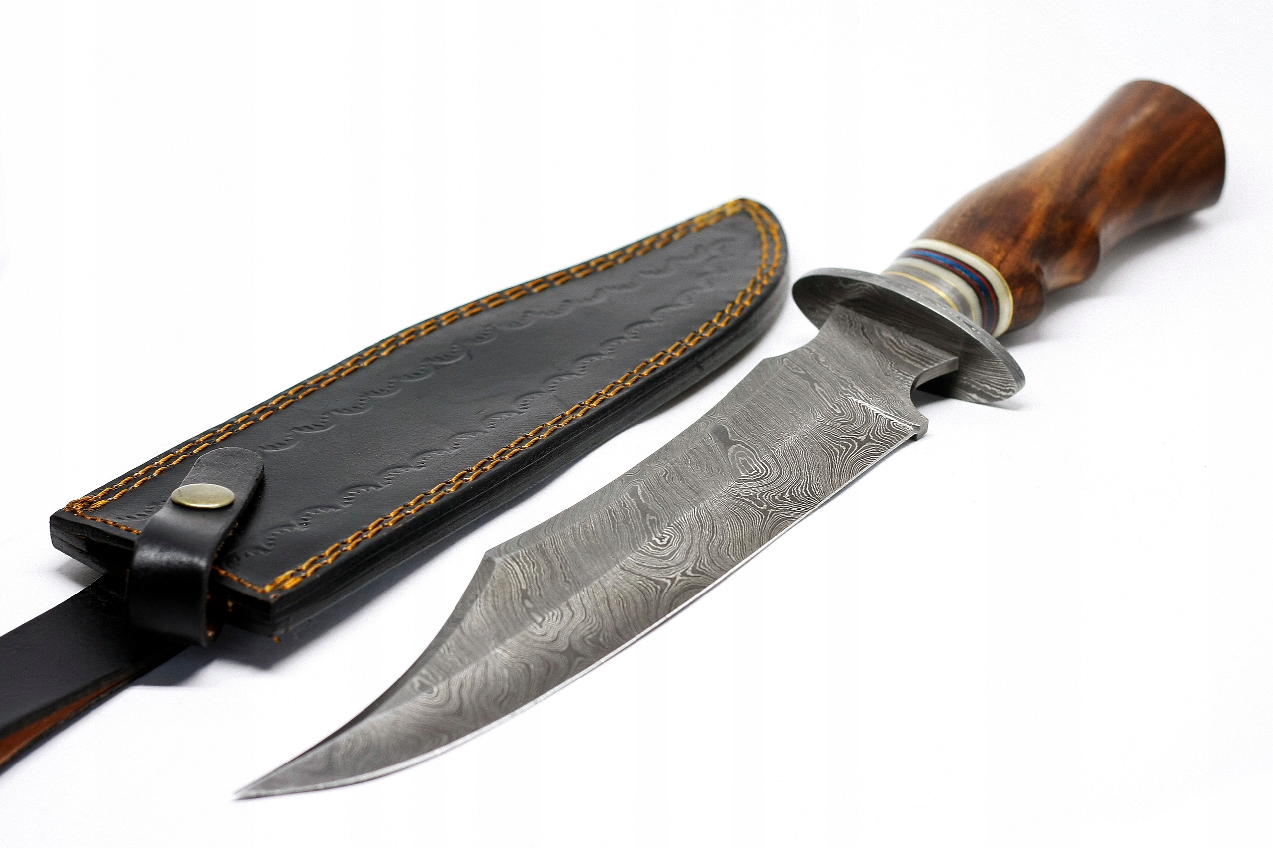 NÓŻ MYŚLIWSKI BOWIE STAL DAMASCEŃSKA + POKROWIEC - 7436812819