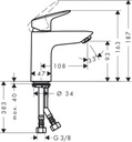 фото mini №3, Hansgrohe logis 100 crane for washbasins on button - klak chrome 71107000