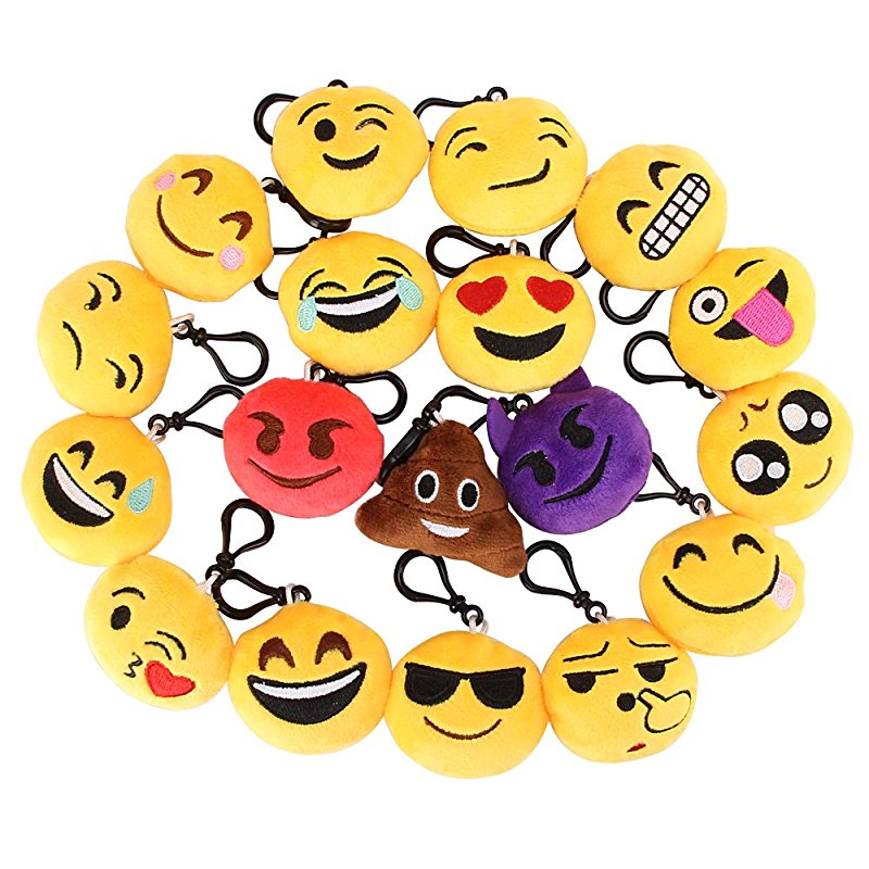 BRELOCZKI PLUSZOWE EMOTKI EMOJI ZESTAW 11SZT RÓŻNE