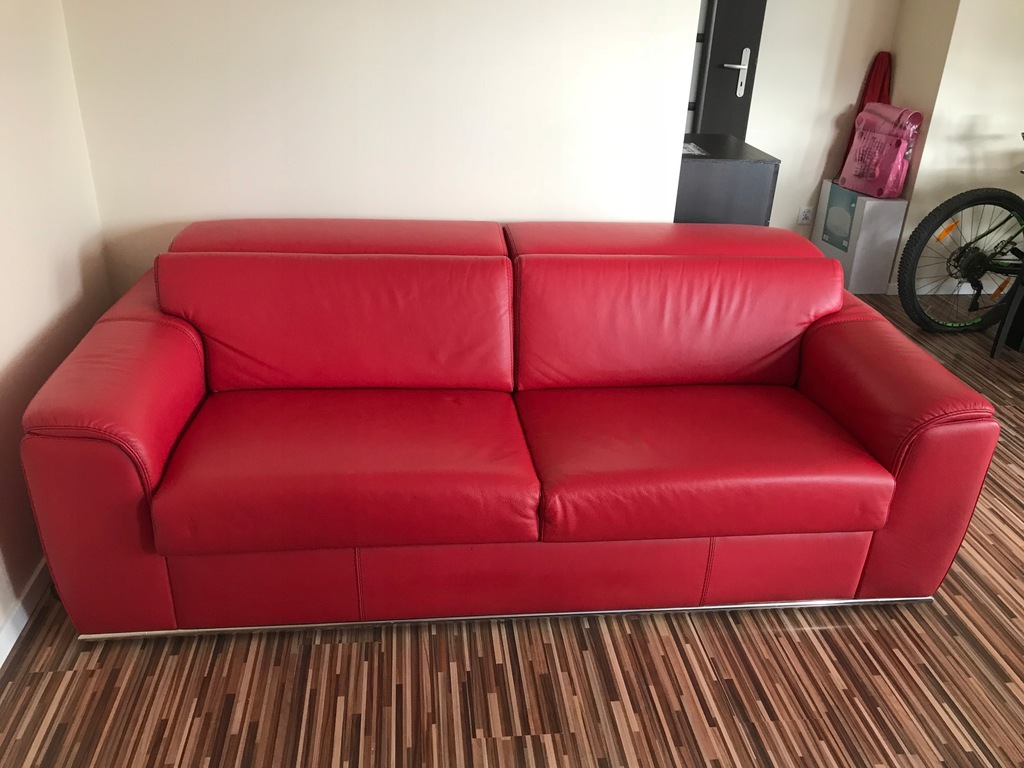 NOWA Sofa KLER VALZER 3os. czerwona z funk. spania