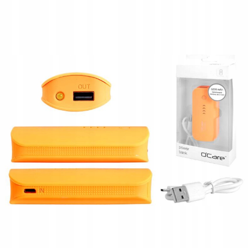 Power Bank O`care 5200mAh, pomarańczowy