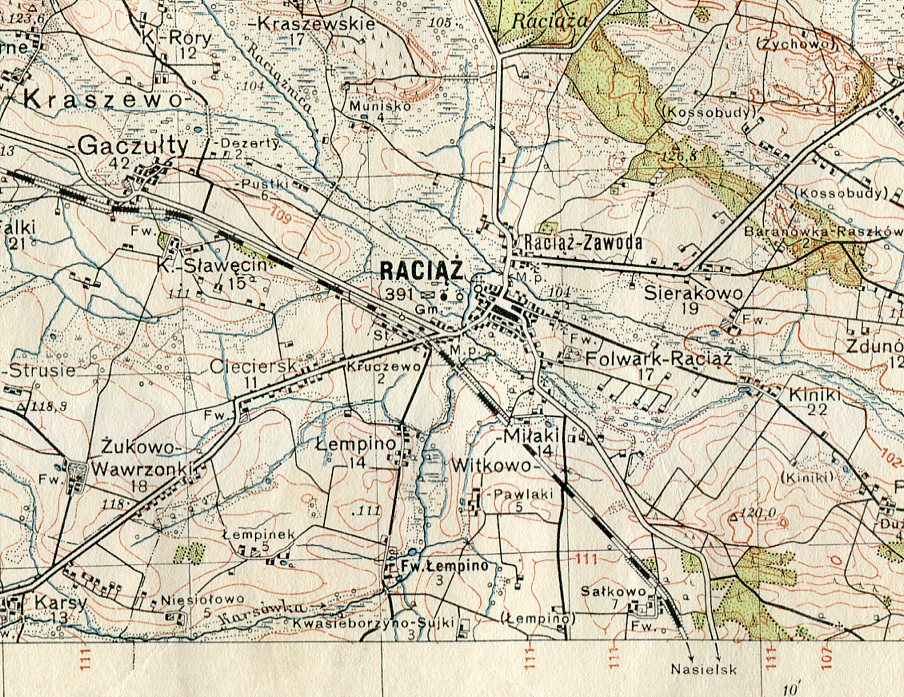 RACIĄŻ :: mapa wojskowa WIG : 1935 ŁADNY STAN