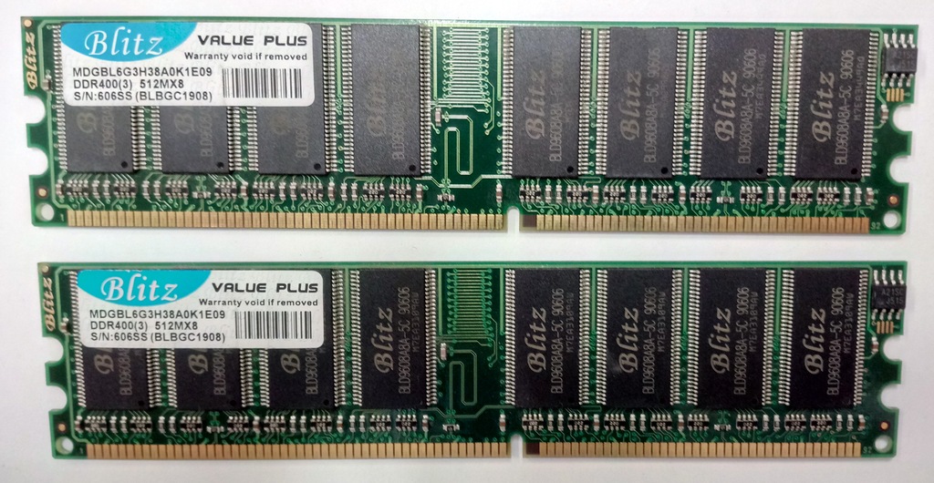 Pamięć RAM 1GB (2x512MB) BLITZ Value DDR400