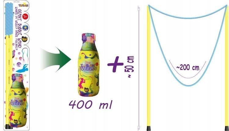 TUBAN BAŃKI MYDLANE SZNUREK 50CM + PŁYN 400 ML 3+