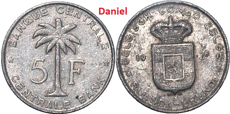 5 franków z 1958 roku z Konga Belgijskiego