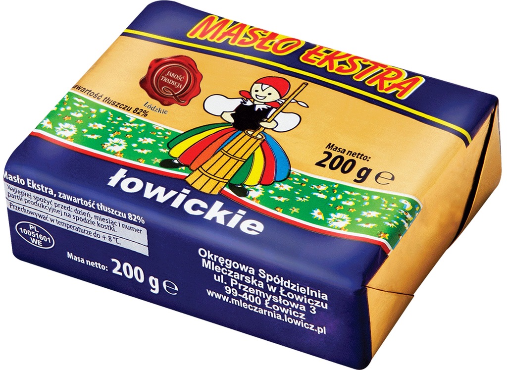 Masło Łowickie 82%. 100 x 200g = 20kg masła