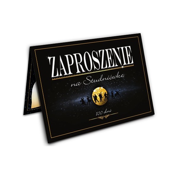 ZAPROSZENIA NA STUDNIÓWKĘ CZARNO-ZŁOTE 10 SZT.
