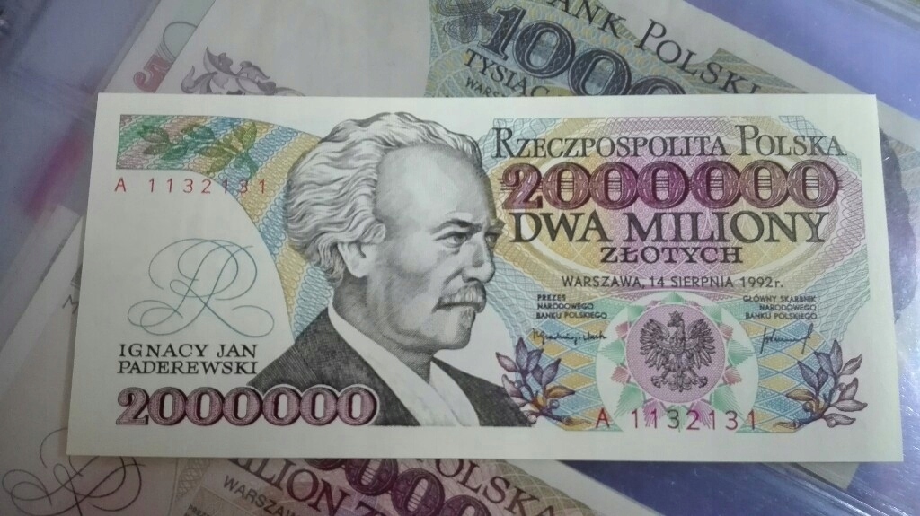 2 Miliony 2000000 Zł Z Błędem Seria A 1992 UNC - 7598525245 - Oficjalne ...