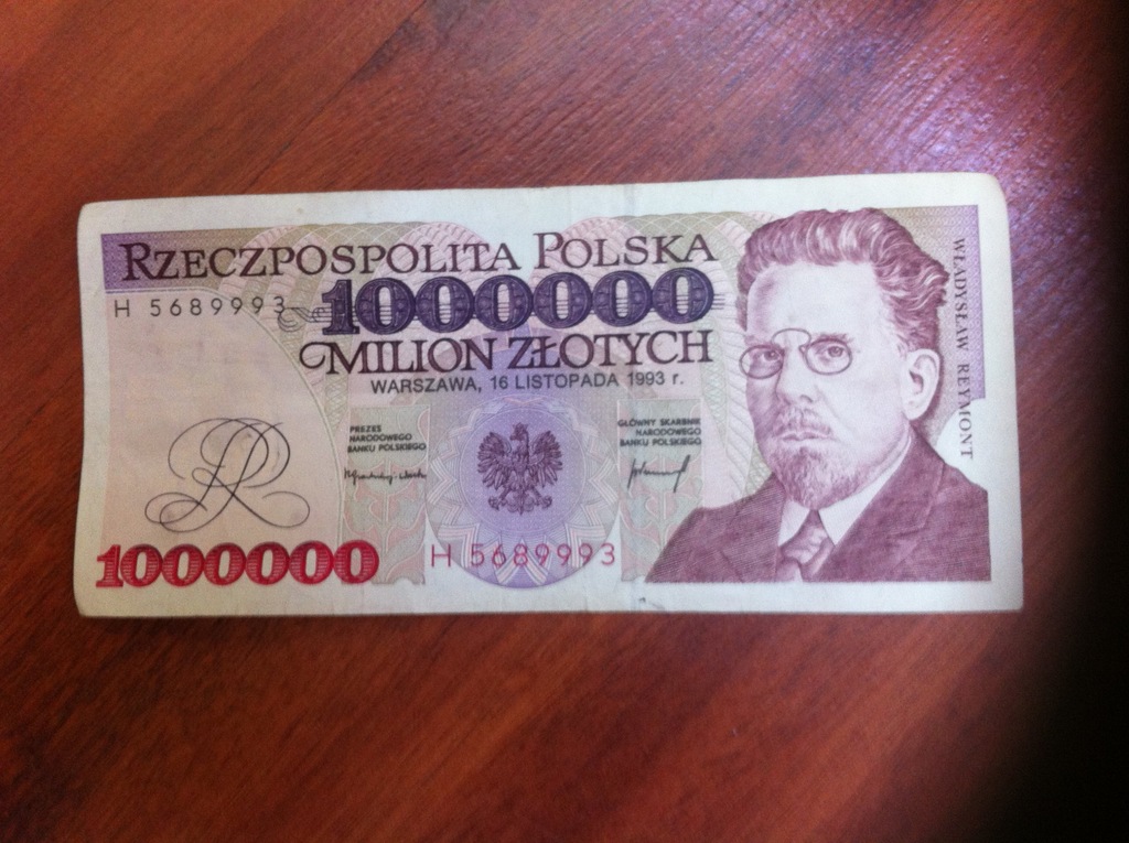 Banknot Milion Zlotych 1000000 Zl 1993 Reymont 7004657140