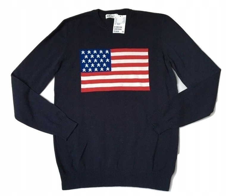 H&M sweter granatowy flaga USA 158/164