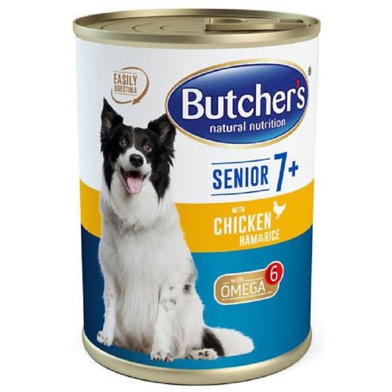 BUTCHER'S Senior kurczak szynka ryż puszka 390g