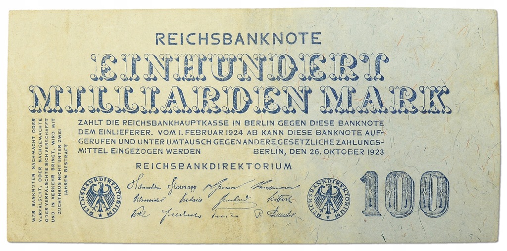 9.Niemcy, 100 Milardów Marek 1923, P.126, St.3+