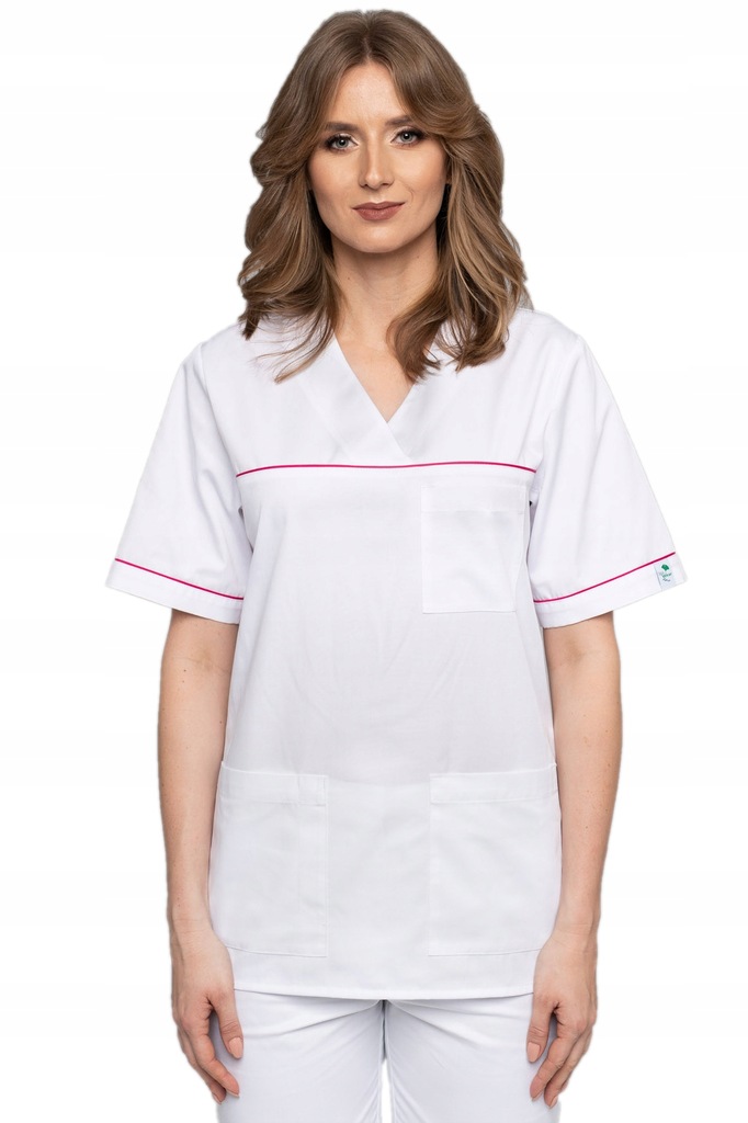 Bluza medyczna weterynaryjna spa BIAŁY/RÓŻ XL