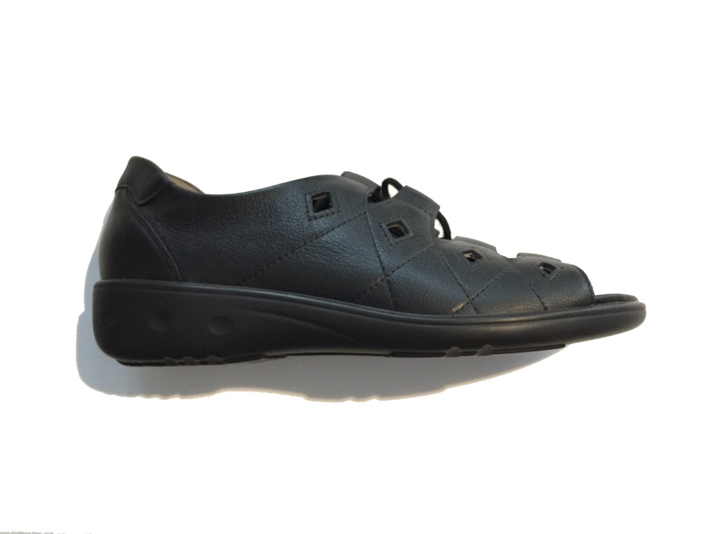 Waldlaufer sandały sznurowane skórzane czarne r 38