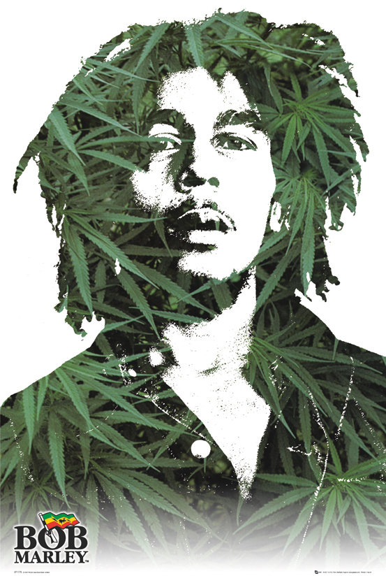 Bob Marley Liście Marihuany - plakat 61x91,5 cm