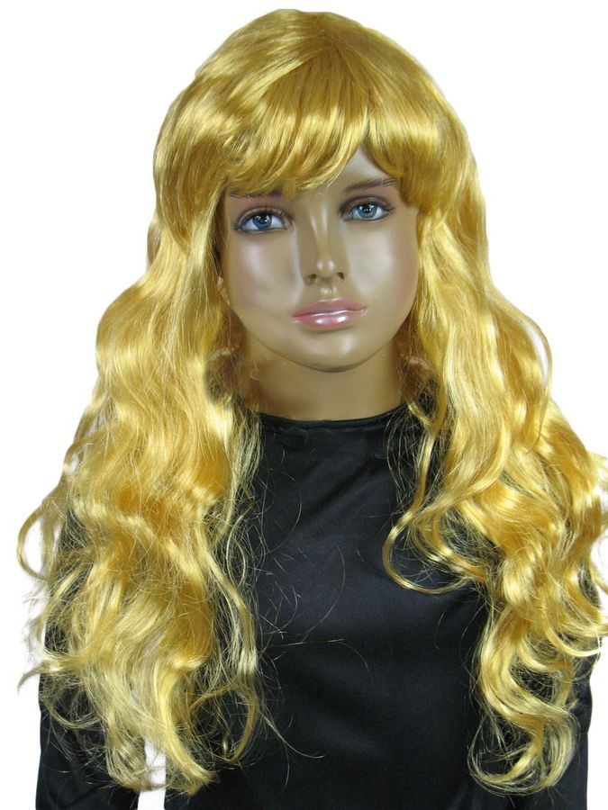 PERUKA ZŁOTY BLOND  DŁUGIE KRĘCONE WŁOSY