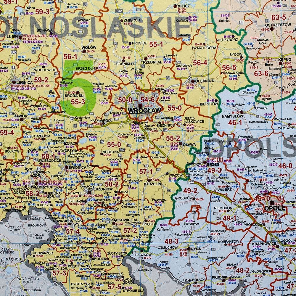 POLSKA MAPA ŚCIENNA KODY POCZTOWE oficjalne archiwum Allegro