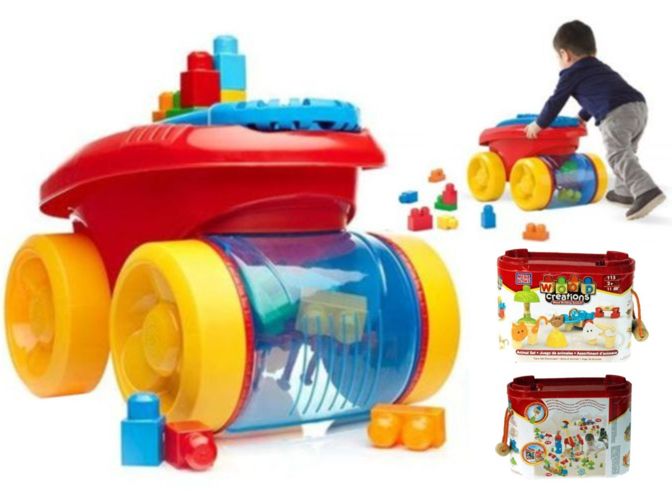 2W1 ZBIERACZ KLOCKÓW MEGA BLOKS WÓZEK + KLOCKI 31E