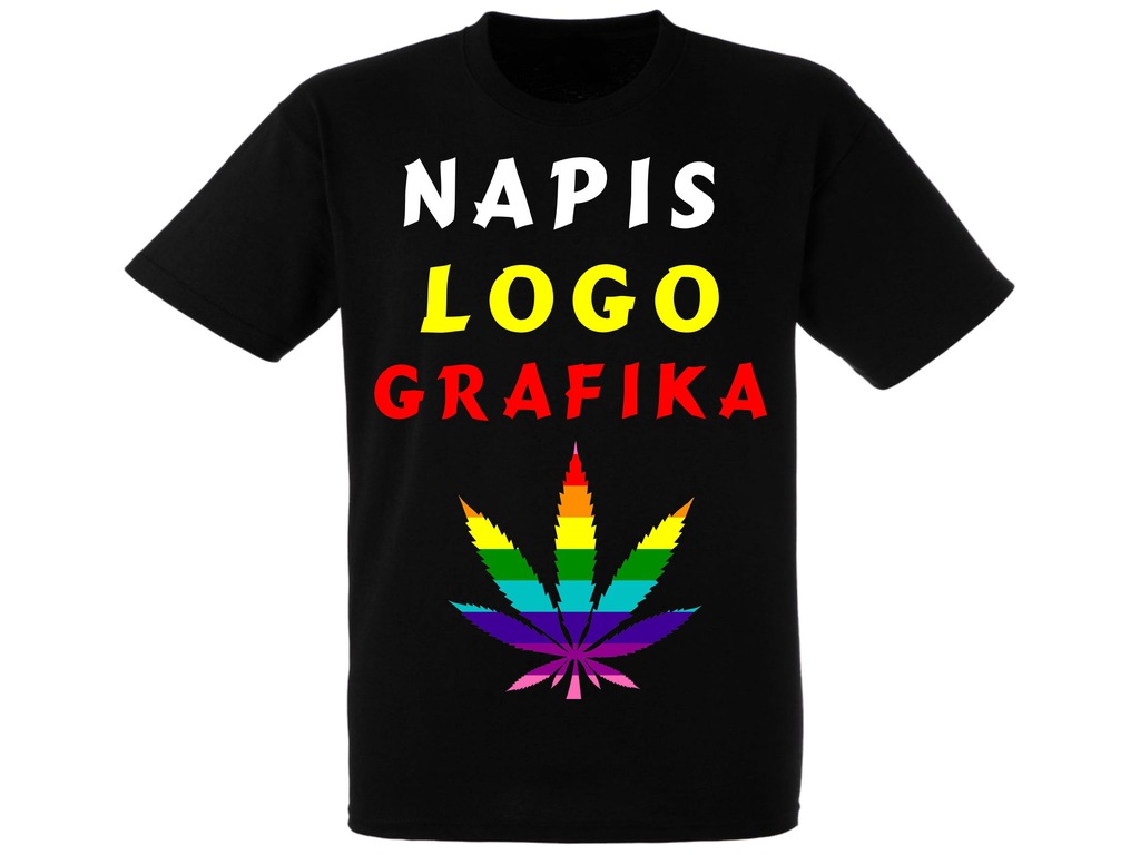 T-shirt Koszulka Czarna Nadruk Grafika Logo Reklam