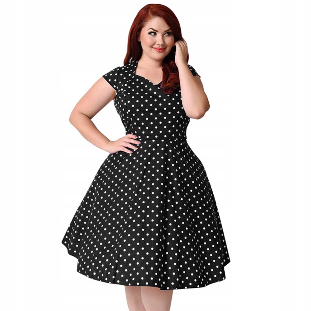 Sukienka retro W GROSZKI pin up rozkloszowana sexi