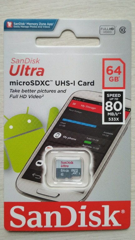 SanDisk ULTRA MICRO SD HC SDXC 64GB 80MB/S nowa