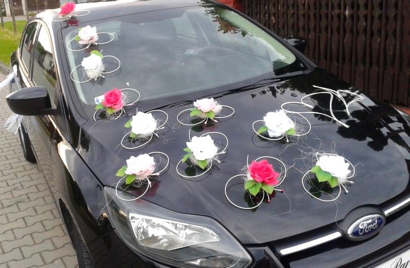 stroik dekoracja samochodu ozdoby na auto do ślubu