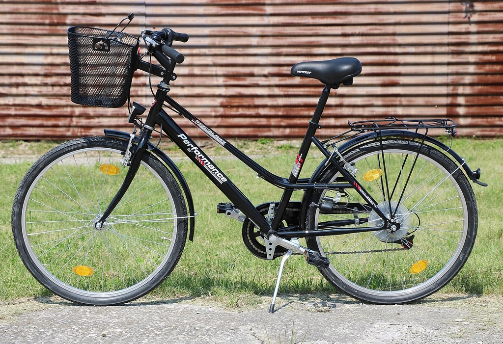 ROWER MIEJSKI DAMSKI 6 PRZERZUTEK 26 KOSZ CZARNY 7442153802