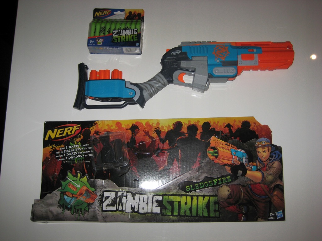 NERF ZOMBIE SLEDGEFIRE SHOTGUN + strzałki komplet