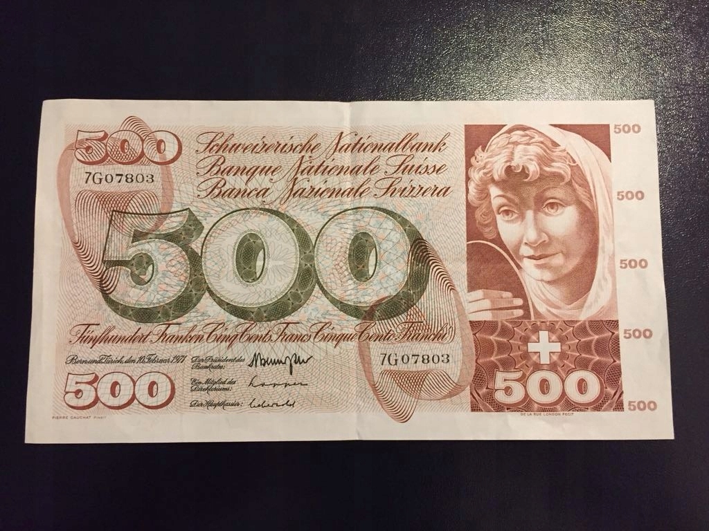 Szwajcaria Banknot 500 Franków Rzadki Rar
